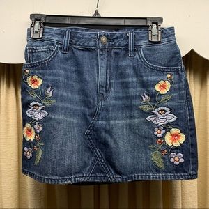 Floral Denim Skirt